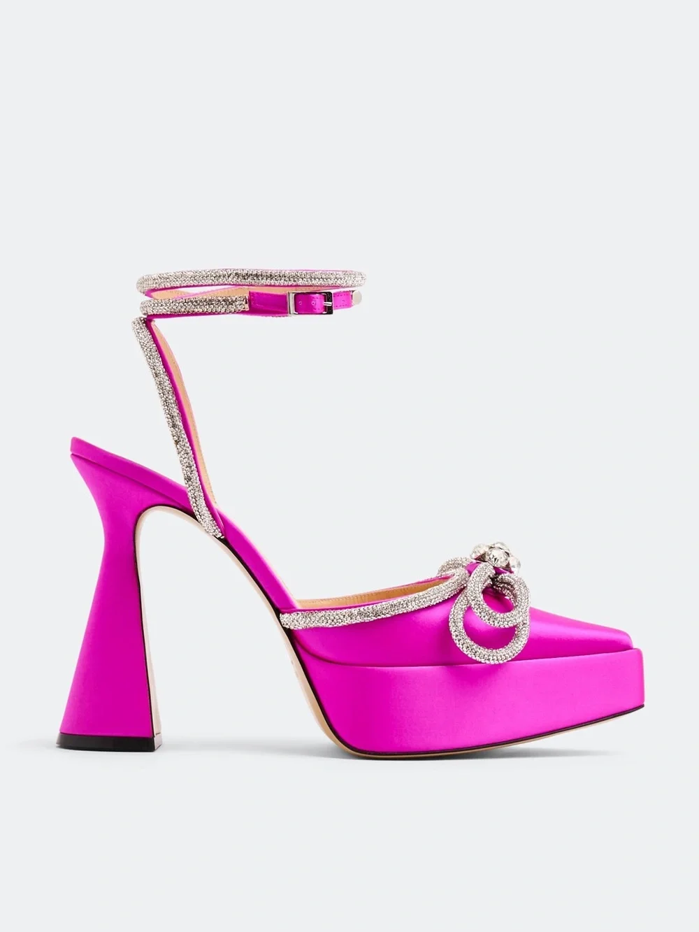 MACH & MACH Fuchsia Crystal Bow Platform Heels